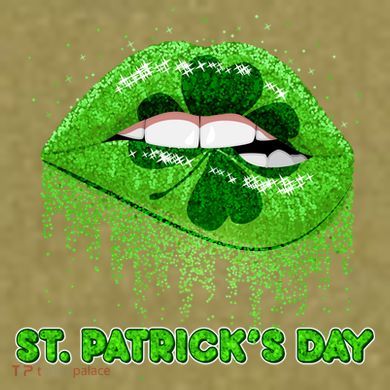 St Patrick's Day Shamrock Irish Lips Garment-Dyed Women's Muscle Tee