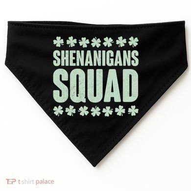 St Patrick's Day Shenanigans Squad Shamrocks Clover USA-Made Doggie Bandana