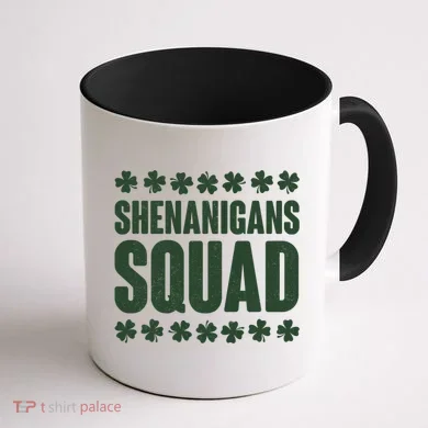 St Patrick's Day Shenanigans Squad Shamrocks Clover Coffee Mug back