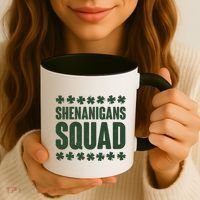 St Patrick's Day Shenanigans Squad Shamrocks Clover Coffee Mug thumb 3