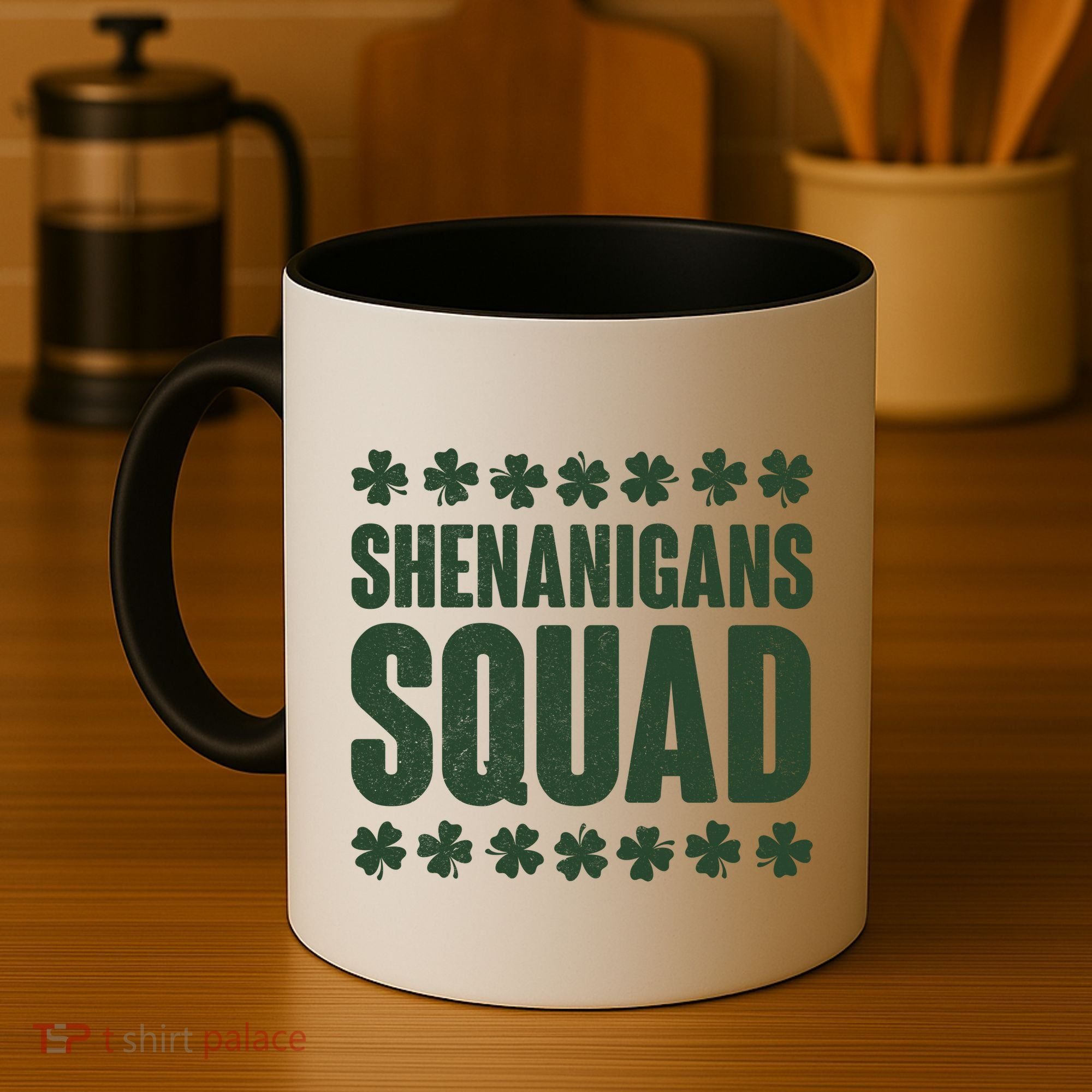 St Patrick's Day Shenanigans Squad Shamrocks Clover Coffee Mug
