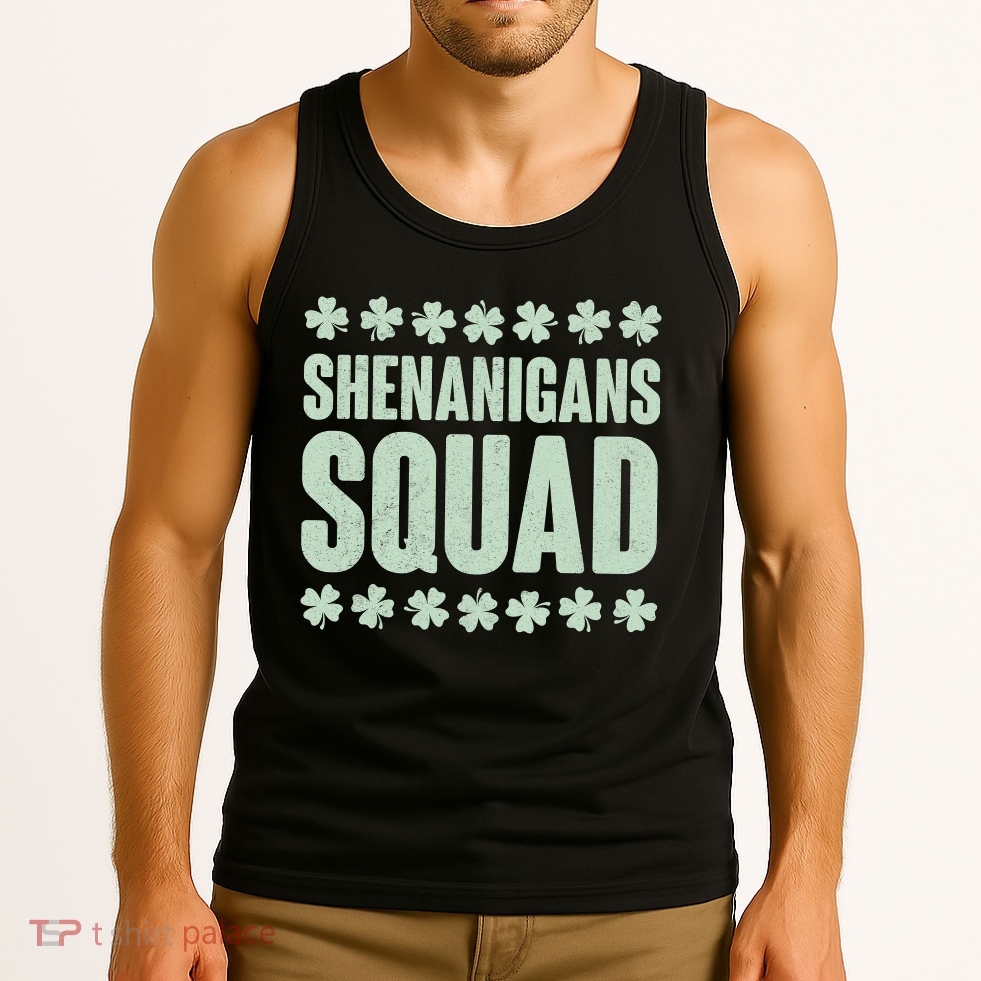 St Patrick's Day Shenanigans Squad Shamrocks Clover Tank Top