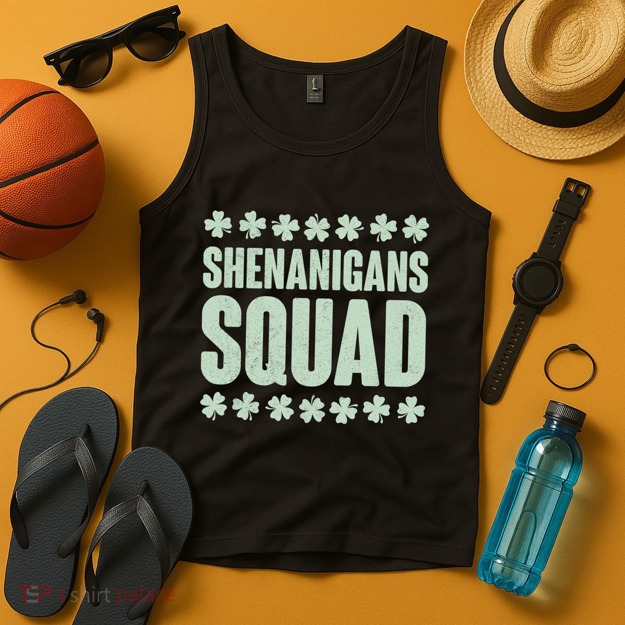 St Patrick's Day Shenanigans Squad Shamrocks Clover Tank Top
