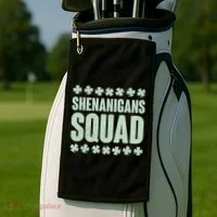 St Patrick's Day Shenanigans Squad Shamrocks Clover Golf Towel thumb 2