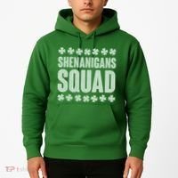 St Patrick's Day Shenanigans Squad Shamrocks Clover Hoodie thumb 2
