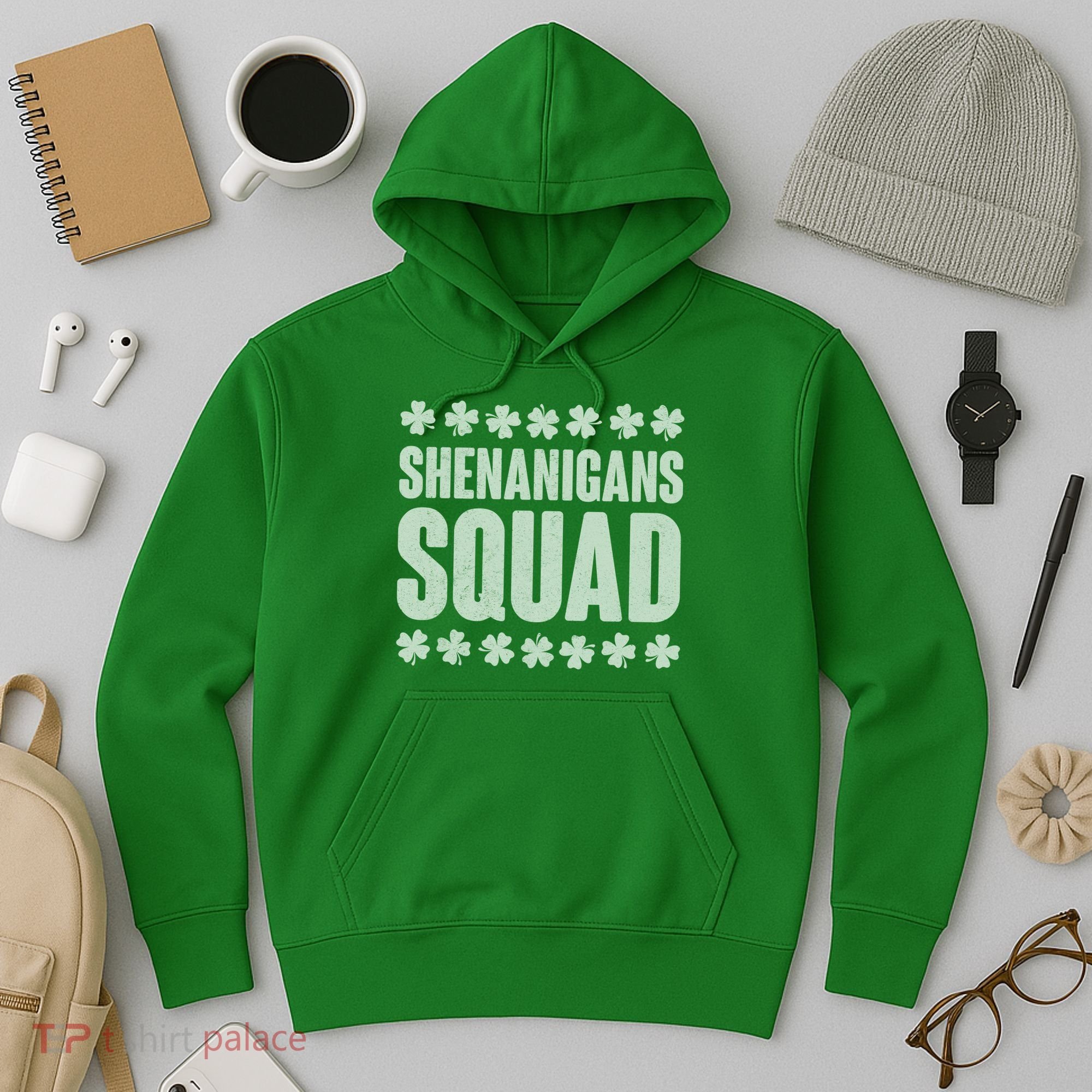 St Patrick's Day Shenanigans Squad Shamrocks Clover Hoodie