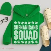 St Patrick's Day Shenanigans Squad Shamrocks Clover Hoodie thumb 4