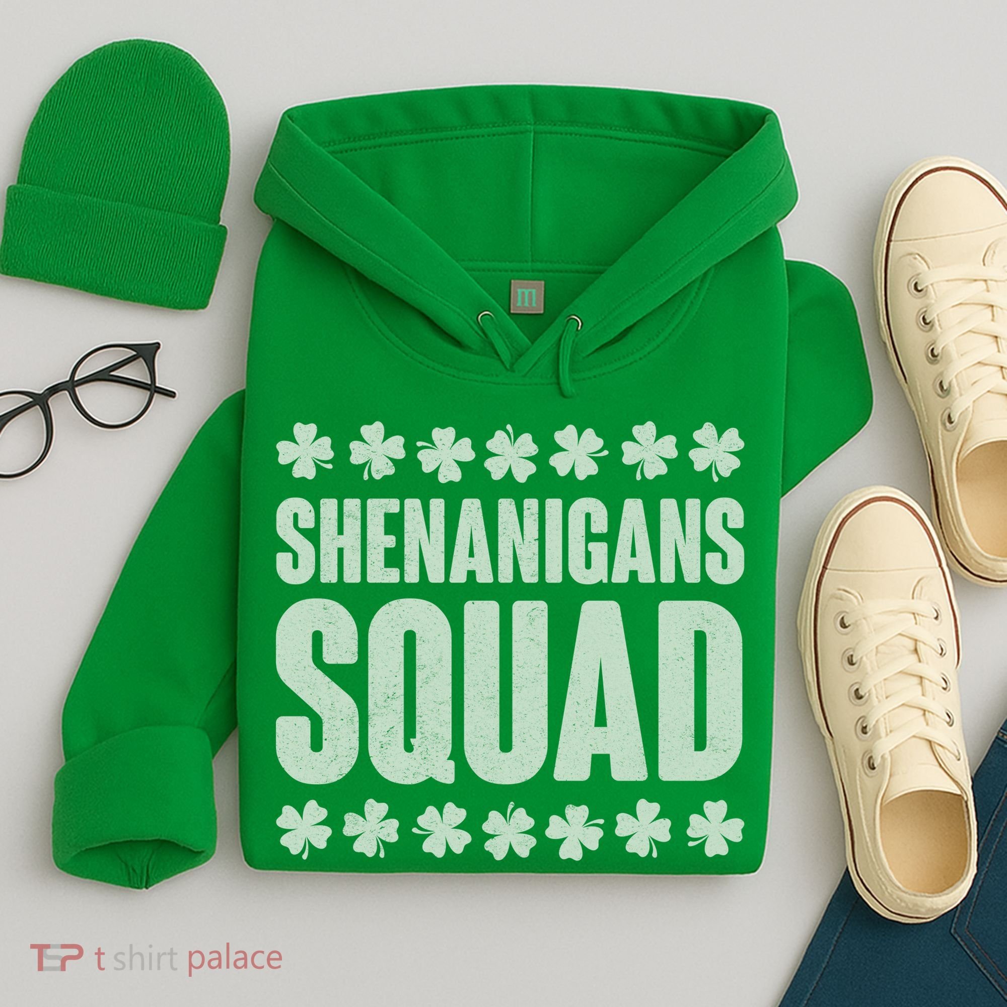 St Patrick's Day Shenanigans Squad Shamrocks Clover Hoodie