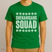 St Patrick's Day Shenanigans Squad Shamrocks Clover T-Shirt thumb 3