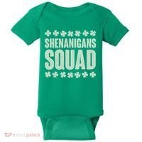 St Patrick's Day Shenanigans Squad Shamrocks Clover Baby Bodysuit thumb 0