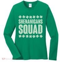 St Patrick's Day Shenanigans Squad Shamrocks Clover Women's Long Sleeve Shirt thumb 0
