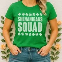 St Patrick's Day Shenanigans Squad Shamrocks Clover Women's T-Shirt thumb 2