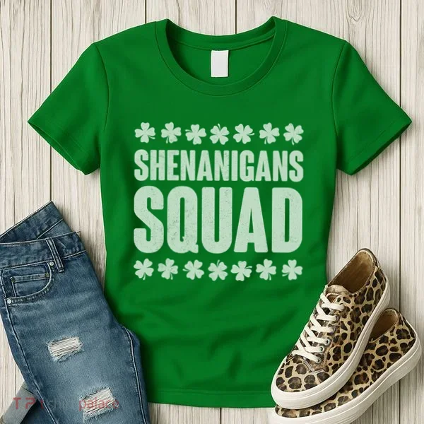 St Patrick's Day Shenanigans Squad Shamrocks Clover Women's T-Shirt