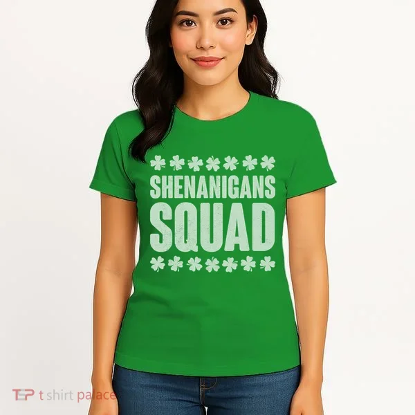 St Patrick's Day Shenanigans Squad Shamrocks Clover Women's T-Shirt