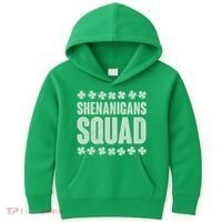 St Patrick's Day Shenanigans Squad Shamrocks Clover Kids Hoodie thumb 0