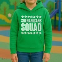 St Patrick's Day Shenanigans Squad Shamrocks Clover Kids Hoodie thumb 3