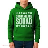 St Patrick's Day Shenanigans Squad Shamrocks Clover Kids Hoodie thumb 4