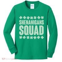 St Patrick's Day Shenanigans Squad Shamrocks Clover Kids Long Sleeve Shirt thumb 0