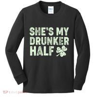 St Patrick's Day She's My Drunker Half Matching Couple's Kids Long Sleeve Shirt thumb 0