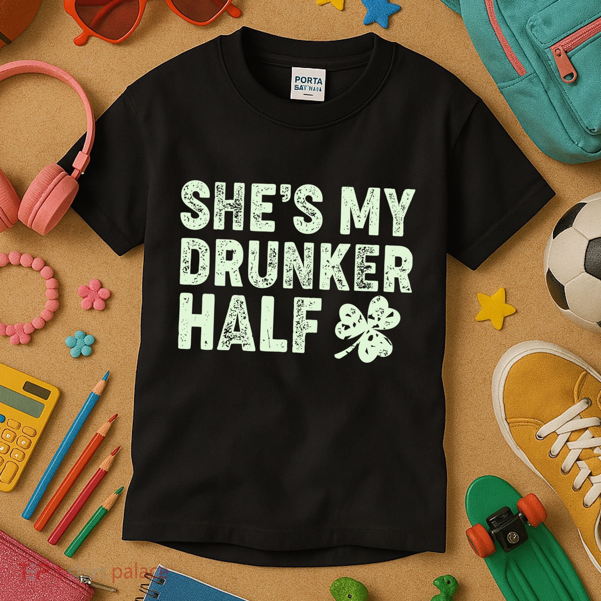 St Patrick's Day She's My Drunker Half Matching Couple's Kids T-Shirt