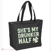 St Patrick's Day She's My Drunker Half Matching Couple's Tote Bag thumb 2