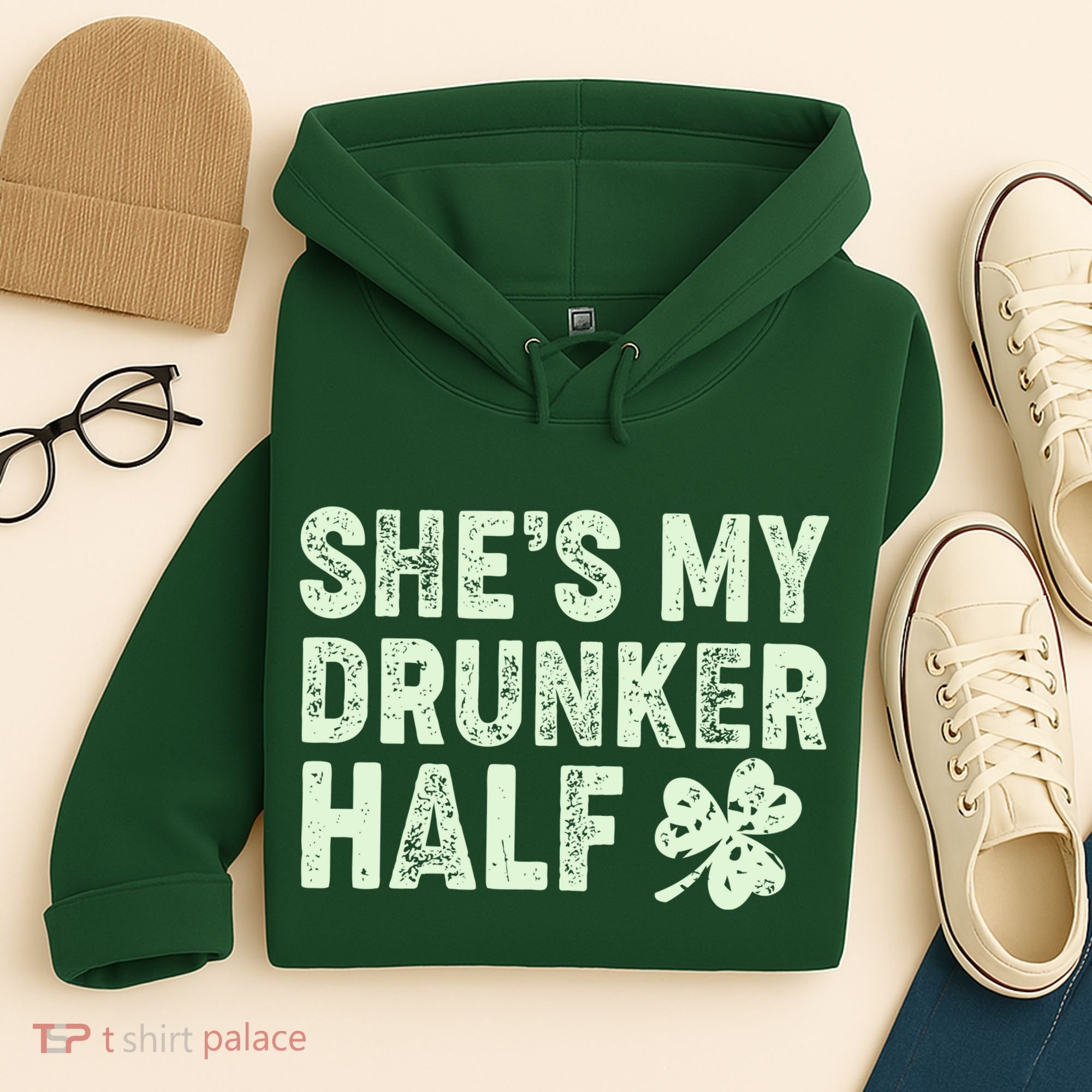 St Patrick's Day She's My Drunker Half Matching Couple's Hoodie
