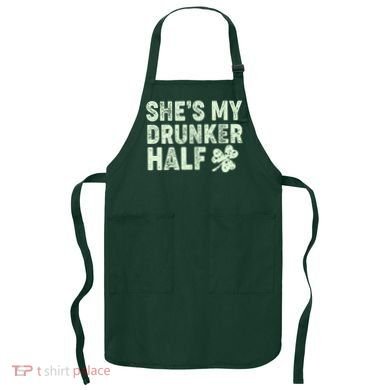 St Patrick's Day She's My Drunker Half Matching Couple's Apron
