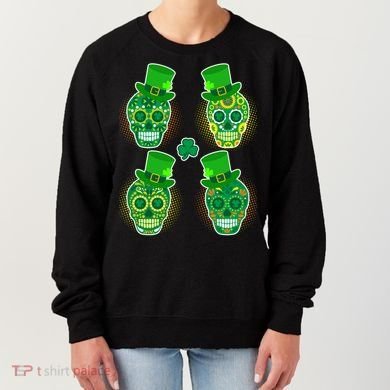 St Patrick's Day Sugar Skulls Women's Sweatshirt