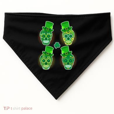 St Patrick's Day Sugar Skulls USA-Made Doggie Bandana