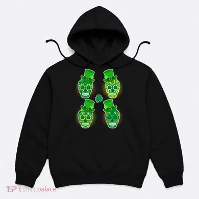 St Patrick's Day Sugar Skulls Hoodie