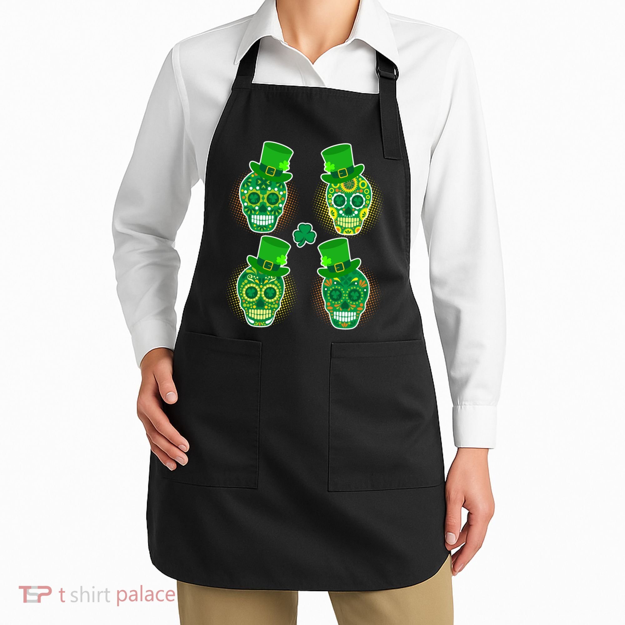St Patrick's Day Sugar Skulls Apron