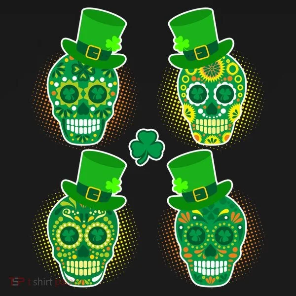 St Patrick's Day Sugar Skulls Bucket Hat