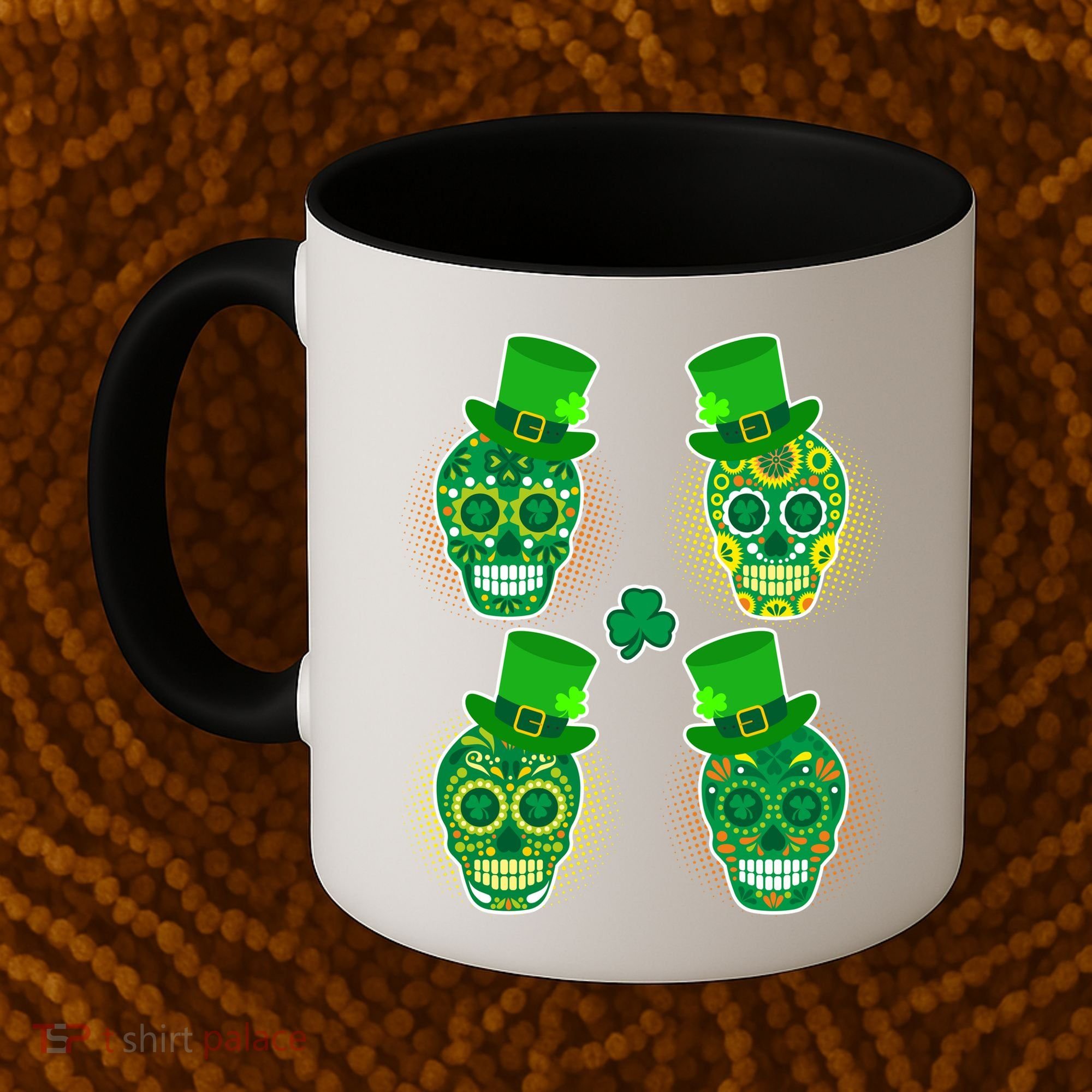 St Patrick's Day Sugar Skulls Coffee Mug