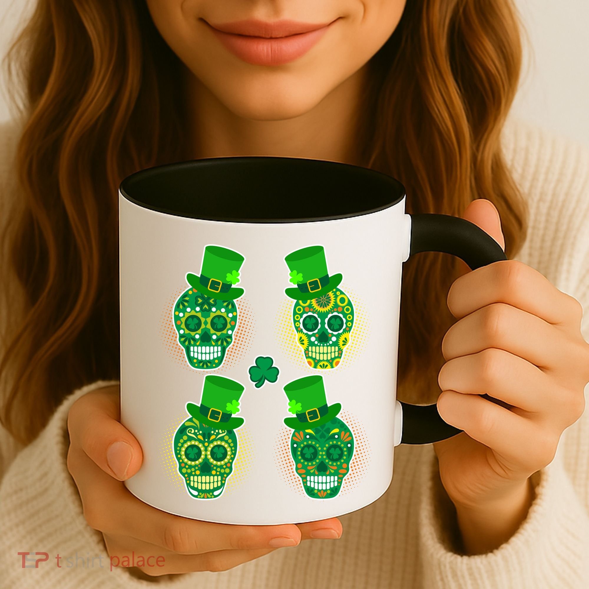 St Patrick's Day Sugar Skulls Coffee Mug