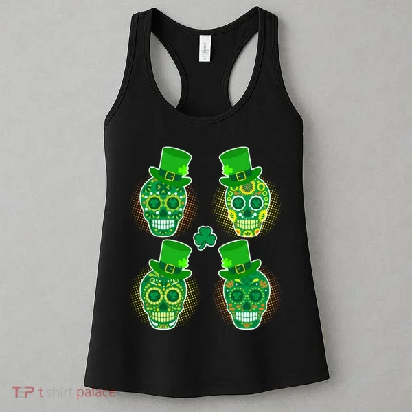 St Patrick's Day Sugar Skulls Women's Tank Top