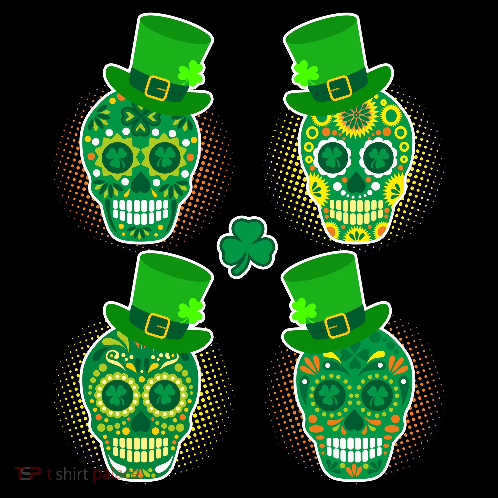 St Patrick's Day Sugar Skulls Baby Bodysuit