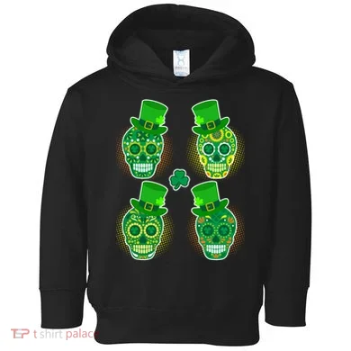 St Patrick's Day Sugar Skulls Toddler Hoodie