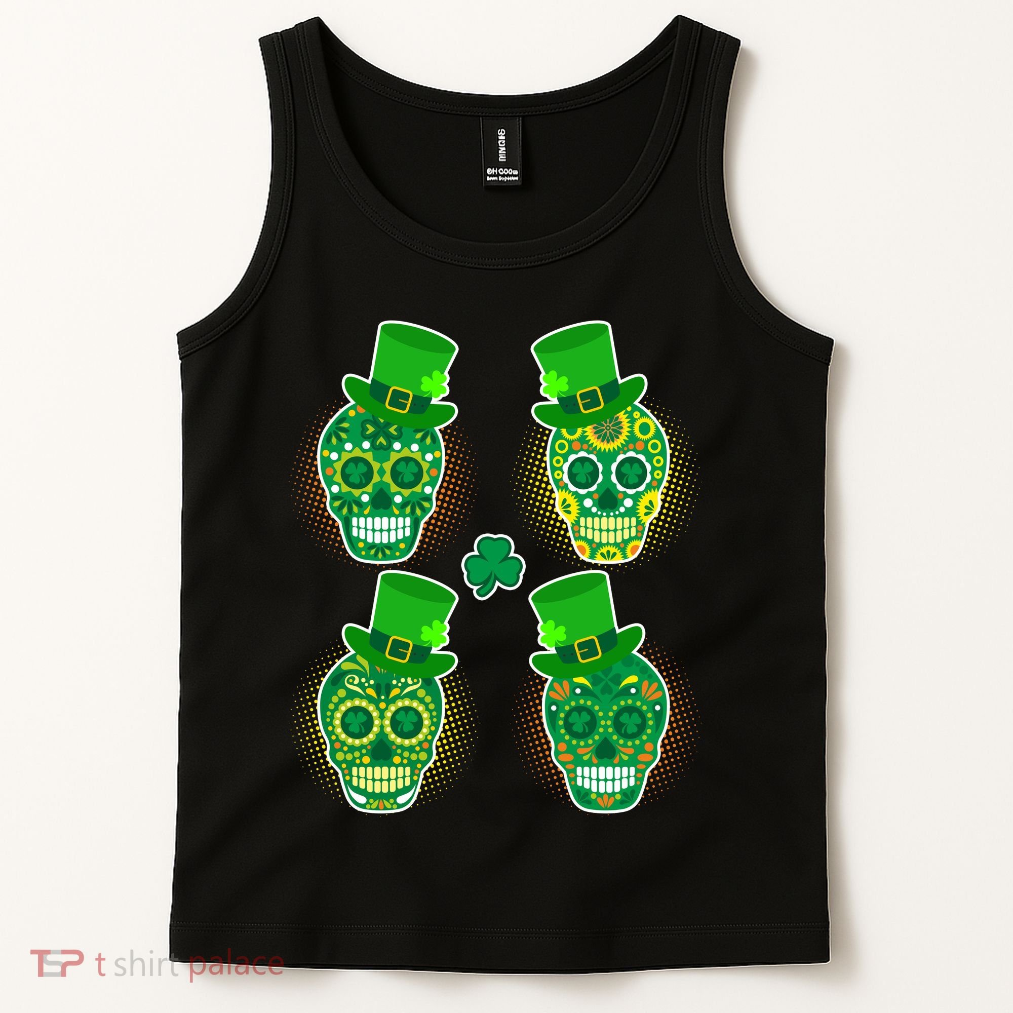 St Patrick's Day Sugar Skulls Tank Top