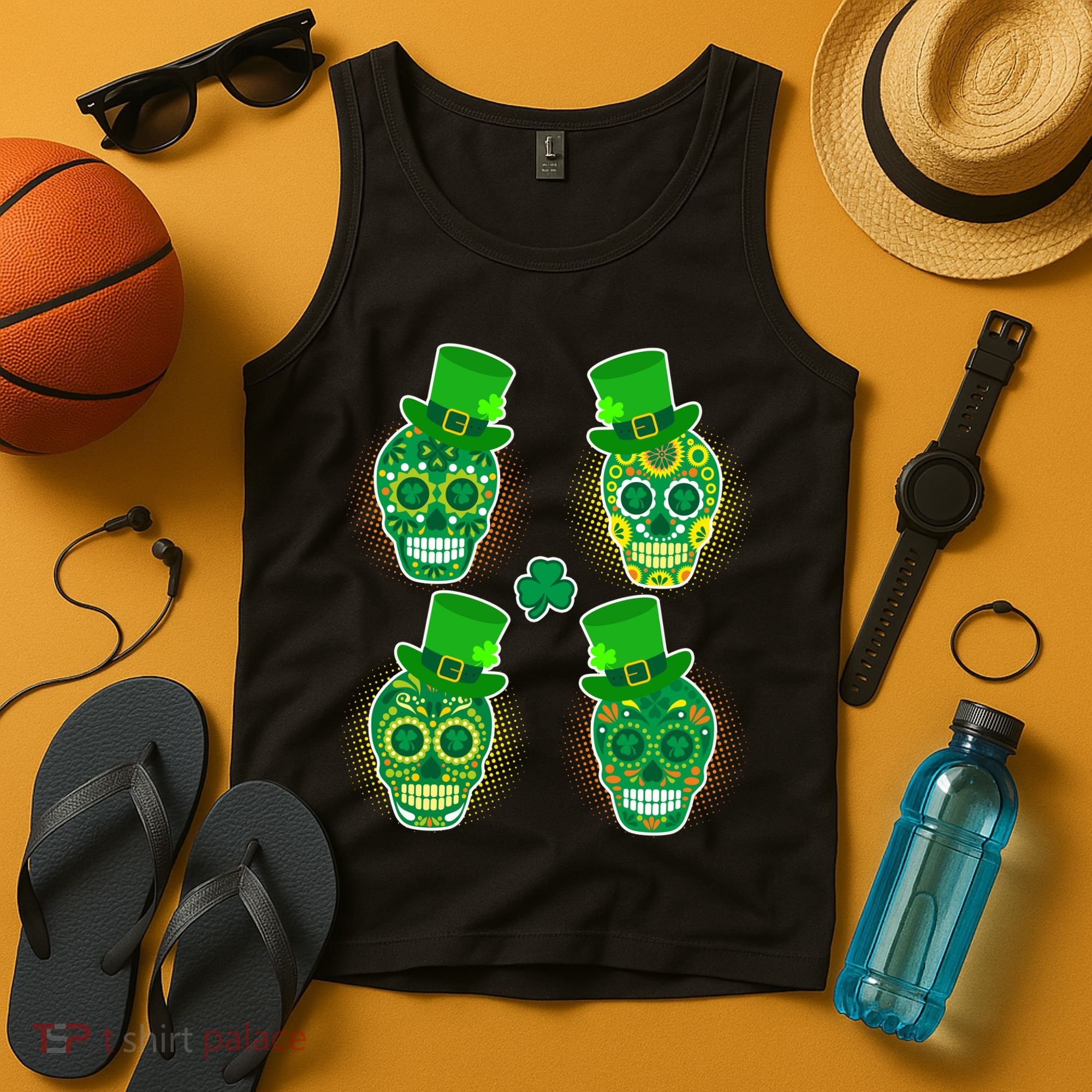 St Patrick's Day Sugar Skulls Tank Top