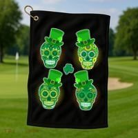 St Patrick's Day Sugar Skulls Golf Towel thumb 1