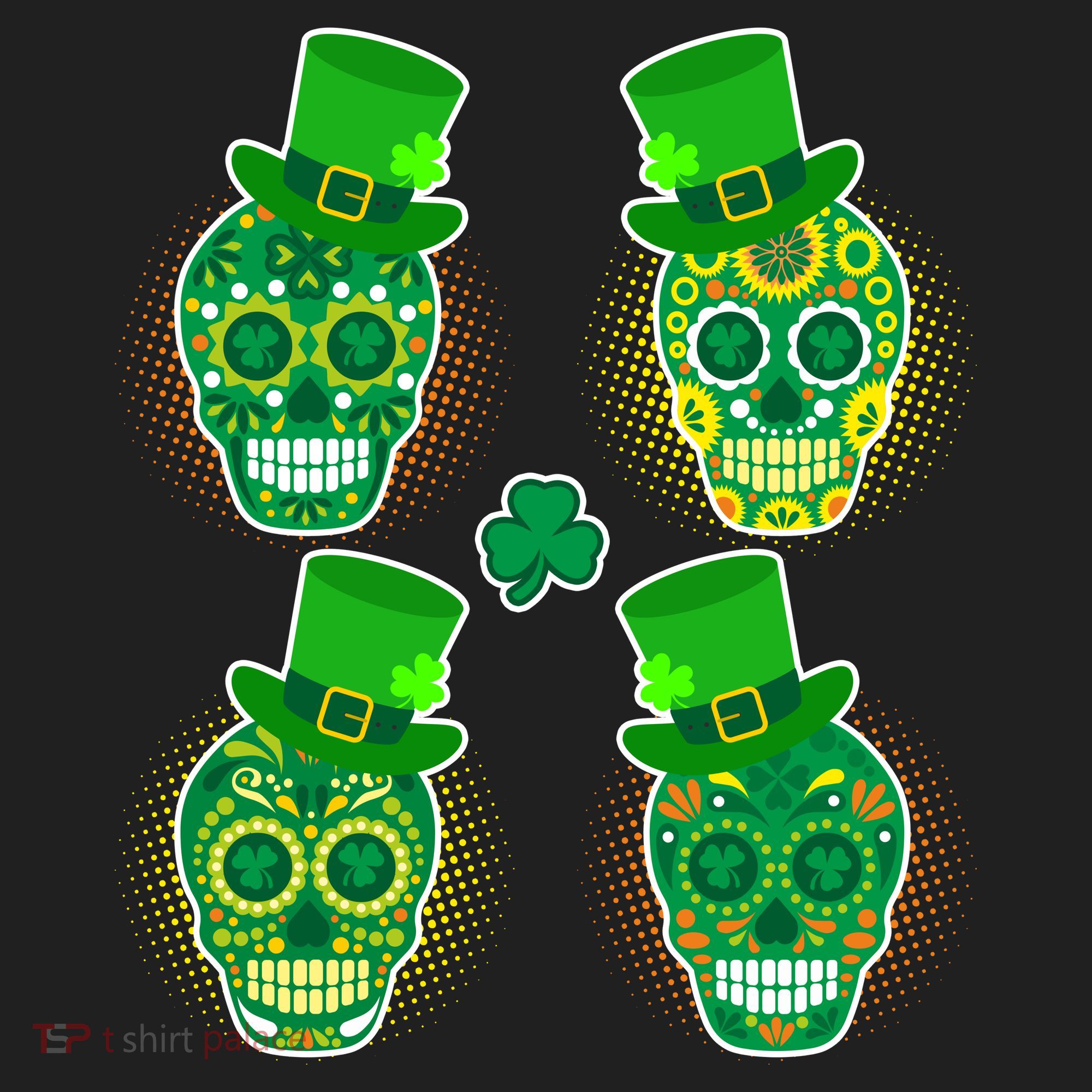 St Patrick's Day Sugar Skulls Golf Towel