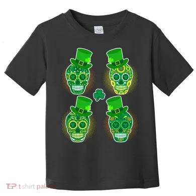 St Patrick's Day Sugar Skulls Toddler T-Shirt