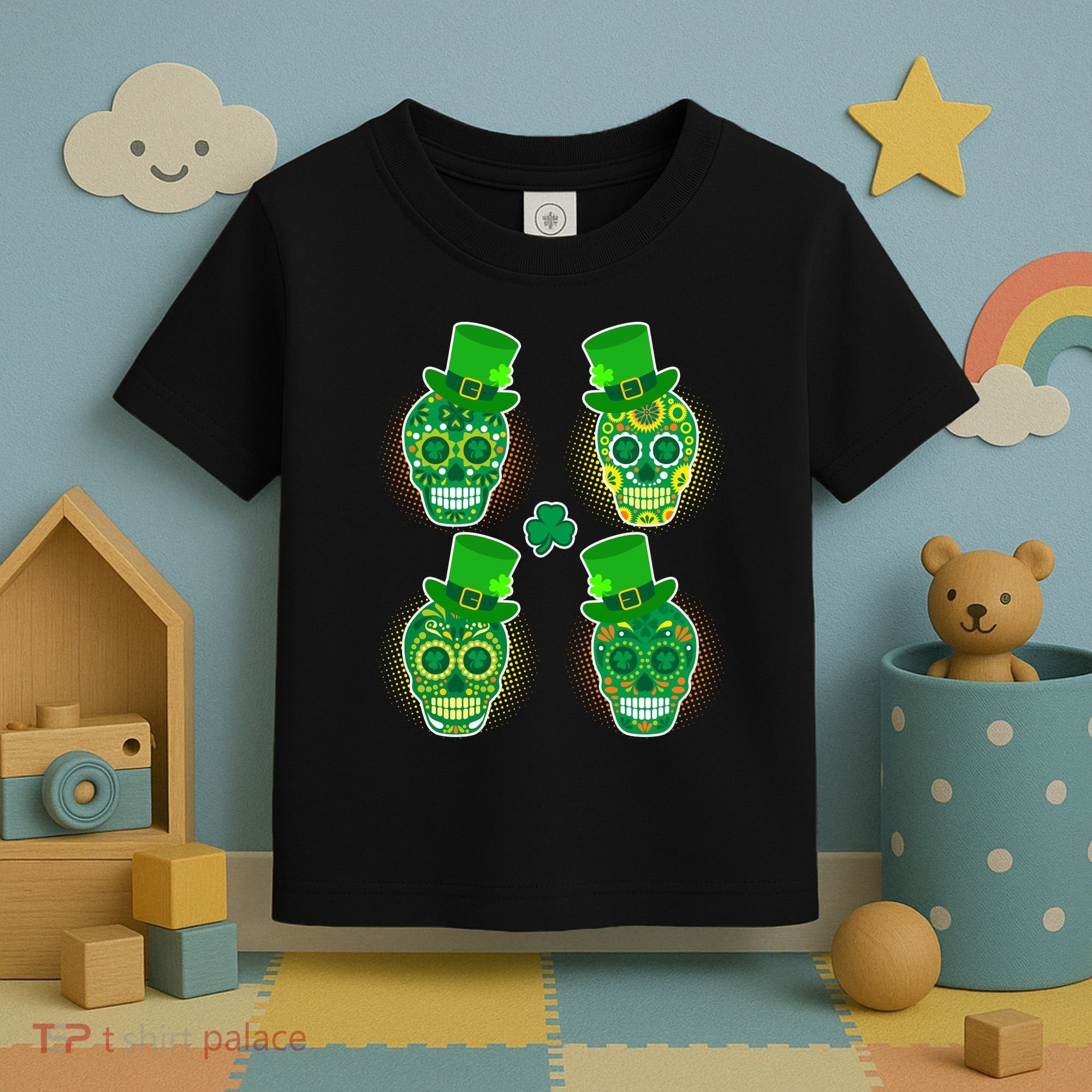 St Patrick's Day Sugar Skulls Toddler T-Shirt