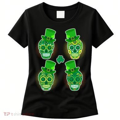 St Patrick's Day Sugar Skulls Women's T-Shirt