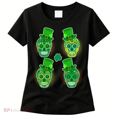 St Patrick's Day Sugar Skulls Women's T-Shirt