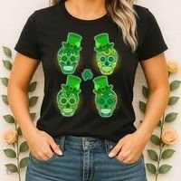St Patrick's Day Sugar Skulls Women's T-Shirt thumb 2