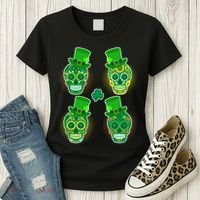 St Patrick's Day Sugar Skulls Women's T-Shirt thumb 3