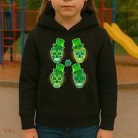 St Patrick's Day Sugar Skulls Kids Hoodie thumb 3