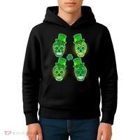 St Patrick's Day Sugar Skulls Kids Hoodie thumb 4