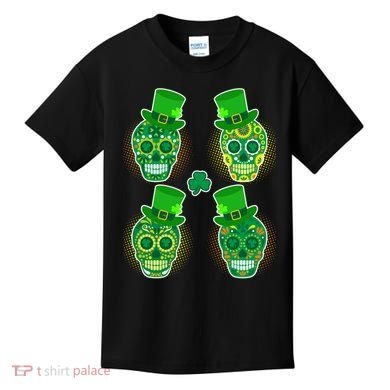 St Patrick's Day Sugar Skulls Kids T-Shirt